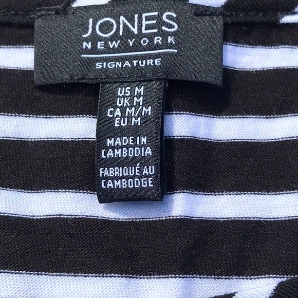 NWT Jones New York Signature Black & White Striped Sleeveless Tunic Top Size Med - Picture 9 of 14